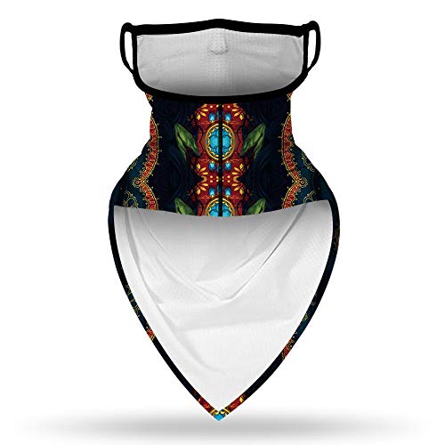 YAYOUREL Neck Gaiter Face Mask Bandanas for Men Women UV Face Scarf Cover Ear Loop Hole Facemask for Fishing Running Cycling - color: Red Black Blue