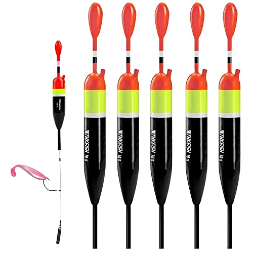 THKFISH Fishing Bobbers Fishing Floats and Bobbers Slip Bobbers for Fishing Balsa Floats Crappie Fishing Bobbers 1/6oz(3.47"X0.47"X6.73") 3/8oz(3.84"X0.6"X 7.2") 1/2oz(4.13"X0.75"X7.87") - color: Floatage 3/8oz(10g)-5pcs