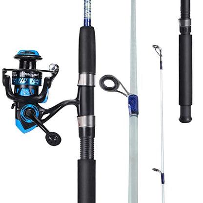 Sougayilang Catfish Fishing Rod and Reel Combo, 2-Piece Spinning Combo, Durable Graphite & Glass Blanks Fishing Pole for Crappie - color: Blue-Fast-MH, size: 5.9ft and 2000 reel