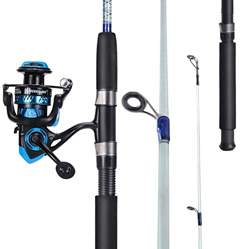 Sougayilang Catfish Fishing Rod and Reel Combo, 2-Piece Spinning Combo, Durable Graphite & Glass Blanks Fishing Pole for Crappie - color: Blue-Fast-MH, size: 6.9ft and 3000 reel