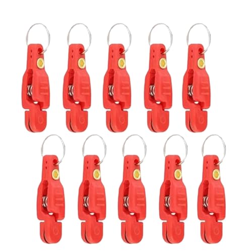 10pcs Fishing Line Clips with O Shaped Rings Snap Weight Release Clip for Offshore Fishing Planer Board Kite Heavy Tension Snap Release Clip Downriggers Outrigger Release Clips -Black - color: Red