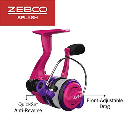 Zebco Splash Junior Spinning Reel and Fishing Rod Combo, 4-Foot 2-Piece Fishing Pole, Changeable Right- or Left-Hand Retrieve, Pre-Spooled with 6-Pound Zebco Line