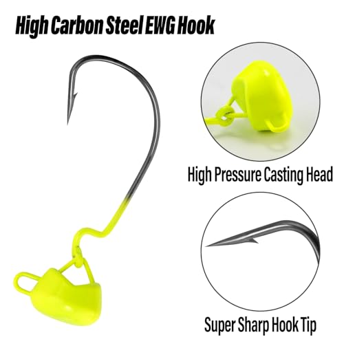 Dr.Fish 10 Pack Ned Rig Jig Heads Weedless Swinging Jig Head for Crappie Fishing EWG Wide Gap Hook Freshwater Swimbait Bass Fishing Lure - color: Black, size: 3/8oz(#1/0)