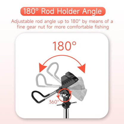 Fishing Pole Holder Upgraded 360° Adjustable Stainless Steel, Fishing Rod Holder for Ground, Heavy Duty Bank Fishing Outdoor Fishing Gear - color: 2P Silver