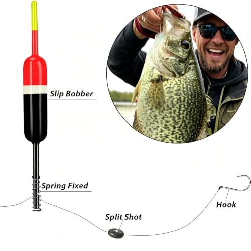 10 Pcs Fishing Bobbers,Fishing Float and Bobbers,Slip Bobbers for Fishing, Crappie Fishing Bobbers, for Crappie Catfish Trout Panfish Walleye Fishing - color: 2.5in-10pcs