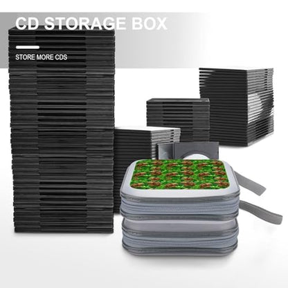 40 Capacity CD Case DVD Case Tropical Leaf Tynosaurus Rex Dinosaur Green Storage Holder Easy to Carry and Organize CDs and DVDs Disc Wallet Bag - color: color777