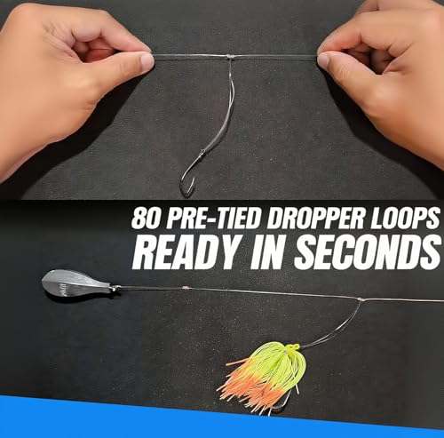 10 lb Pre-Tied Dropper Loop Knots Line. Fishing Line Spool. Loops 16 Inches Apart with 5.5 Inch Loop Size. Perfect for Saltwater & Freshwater Fishing, Snapper & Other Bottom Feeding Fish