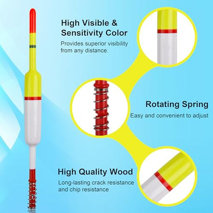 SILANON Slip Bobbers Fishing Floats and Bobbers Balsa Wood Slip Bobbers Floats Spring Bobbers for Crappie Catfish Trout Panfish Walleyes Fishing Bobbers 10pcs - color: 2.17in X 0.47in X 5.63in - 10pcs
