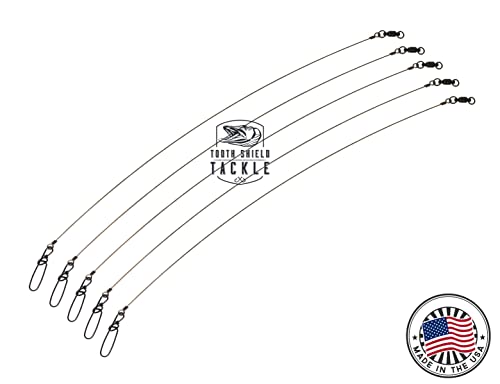 5 Pack 174 lb 12" Premium Stainless Steel Solid Wire Tooth Shield Tackle Musky Pike Leader Jerk Bait Bucktail