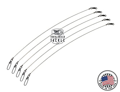 124 lb. 12" 5 Pack Premium Stainless Steel Solid Wire Tooth Shield Musky Pike Leader Jerk Bait Bucktail