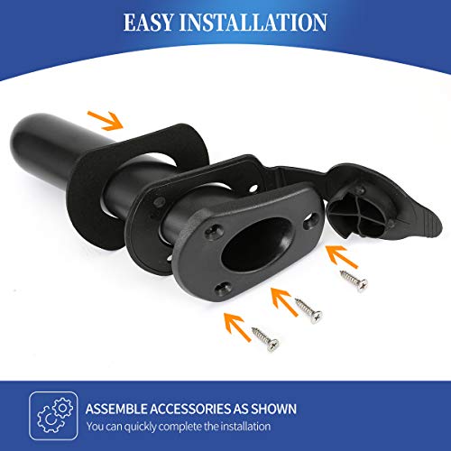 2 Pcs Kayak Deck Plastic Flush Mount Fishing Boat Rod Holders and Cap Cover, Fishing Tackle Accessory Tool