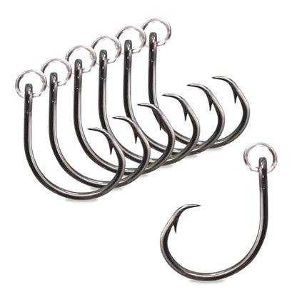 Mustad Ringed Demon Offset Circle 4X Strong - Designed to Perform Flawlessly Featuring Kirbed Hook -Black Nickel - size: Size 7/0