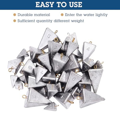 36 Pcs Pyramid Fishing Weights Sinkers Saltwater Pyramid Sinkers Rig Fishing Weights Gear Tackle Surf Casting Freshwater Ocean Catfish