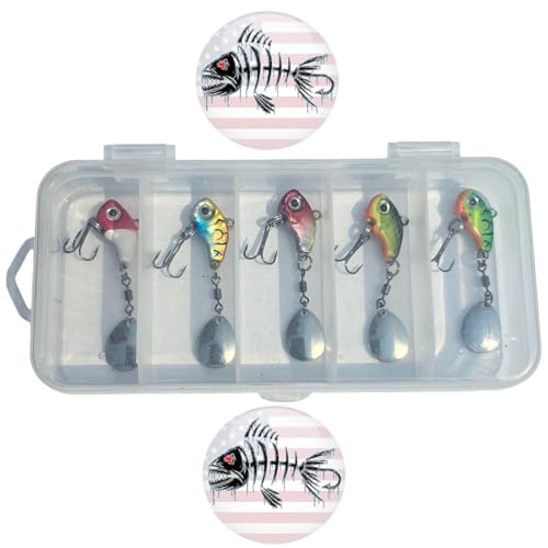 5pc Ice Jig Minnows Fishing Lure - Ice Fishing Bass Trout Walleye Pike Crappie Salmon Saltwater Freshwater Spinner Hard Crankbait Treble Hook Jig Kit - size: Size 5g