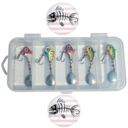 5pc Ice Jig Minnows Fishing Lure - Ice Fishing Bass Trout Walleye Pike Crappie Salmon Saltwater Freshwater Spinner Hard Crankbait Treble Hook Jig Kit - size: Size 7g