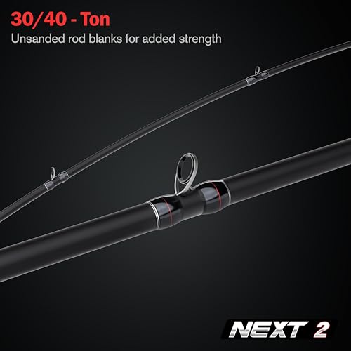 Next 2 Freshwater Bass Fishing Rod, Casting, Carbon Fiber | Fishing Pole For Jigs, Crankbaits, Swimbaits & Glide Baits, 6-40 lb, 3/16-8.3 oz, Graphite & Fiberglass, Carbon Fiber Grips - size: 7'0" M, MOD FAST (703C)
