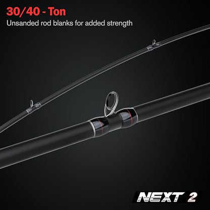 Next 2 Freshwater Bass Fishing Rod, Casting, Carbon Fiber | Fishing Pole For Jigs, Crankbaits, Swimbaits & Glide Baits, 6-40 lb, 3/16-8.3 oz, Graphite & Fiberglass, Carbon Fiber Grips - size: 7'0" M, MOD FAST (703C)