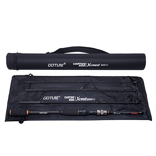 Goture 4-Piece Travel Carbon Fishing Rod M/MH Action 6.6-12ft Multi-Colors | Goture multi-spec travel fishing rods adopt upgraded high-grade carbon fiber blank with premium Fuji line guides - color: Black, size: Casting/6'6"-Fast/Medium-Heavy