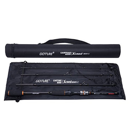 Goture 4-Piece Travel Carbon Fishing Rod M/MH Action 6.6-12ft Multi-Colors | Goture multi-spec travel fishing rods adopt upgraded high-grade carbon fiber blank with premium Fuji line guides - color: Black, size: Casting/6'6"-Fast/Medium-Heavy