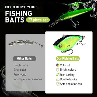 Fishing Pole and Reel Combo - 2PCS Carbon Fiber Telescopic Rods Spinning Reels Saltwater/Freshwater Kit with Lures, Line and Carrier Bag, Travel Fishing Gear for Adults - size: 5.9 FT