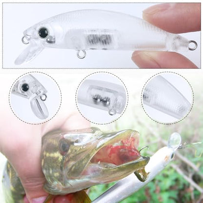 30pcs Fishing Lures Blank Kit DIY Unpainted Crankbait Hard Baits | Unpainted Fishing Lures Whopper Plopper Blank Kit for Bass Trout Perch Panfish Salmon Topwater Lure Freshwater Saltwater