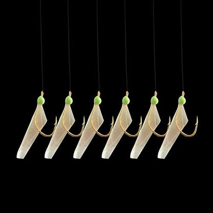 Fishing Bait Rigs Saltwater, 10Packs Surf Fishing Rigs with Fish Skin Feather Fishing Hooks Swivels Glow Beads Rigs Sea Bass Rigs Fishing Bait Lures - color: BVB, size: 6#