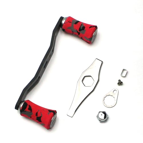 Mr. Z 95mm Carbon Fiber Baitcasting Reel Handle Compatible for Abu Garcia Shimano Daiwa Light Weight Low Profile Casting Reel - color: CAMO Red, size: Right-handed