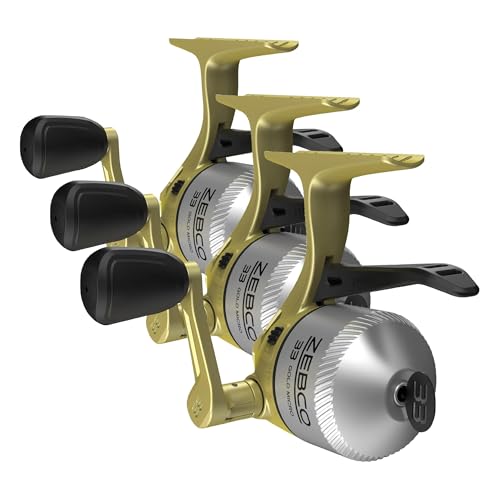 Zebco 33 Gold Spincast Fishing Reel, Changeable Right or Left-Hand Retrieve, All-Metal Gears, Pre-Spooled with Zebco Cajun Fishing Line - size: 10 (Pack of 3), style: 33 Gold Micro Triggerspin (Clam Pack)