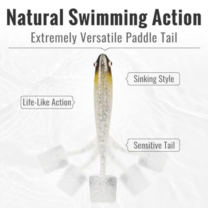 TRUSCEND Shadtale Easy Catch Soft Fishing Lures, Unique Vibration and Action for Various Rigs, Paddle Tail Swimbaits Trailer for Bass, Trout, Crappie, Walleye, Redfish, Saltwater & Freshwater Fishing - color: H-2.5",0.08oz,12pcs