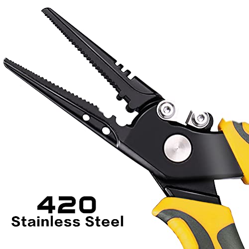 Sougayilang Fishing Pliers,Sheath and Lanyard Tungsten Carbide Cutters,420 Stainless Steel Fishing Tools,Saltwater Resistant Fishing Gear with Rubber Handle-7.5'' Straight Nose - Yellow - color: 7.5'' Straight Nose-yellow