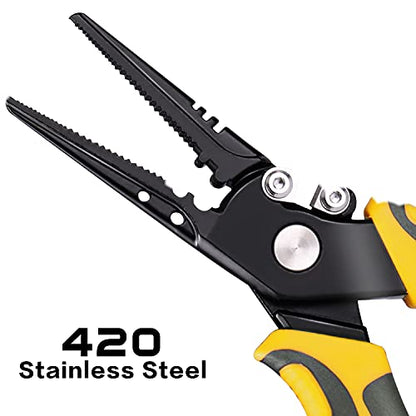 Sougayilang Fishing Pliers,Sheath and Lanyard Tungsten Carbide Cutters,420 Stainless Steel Fishing Tools,Saltwater Resistant Fishing Gear with Rubber Handle-7.5'' Straight Nose - Yellow - color: 7.5'' Straight Nose-yellow