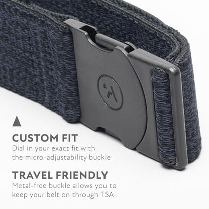 Arcade The Original Unisex Adventure Belt, Heavy Duty Elastic Webbing, Non-Metal Travel Friendly Buckle - color: Foundation - Heather Navy, size: Standard (Up to 40"); 1.5" Wide
