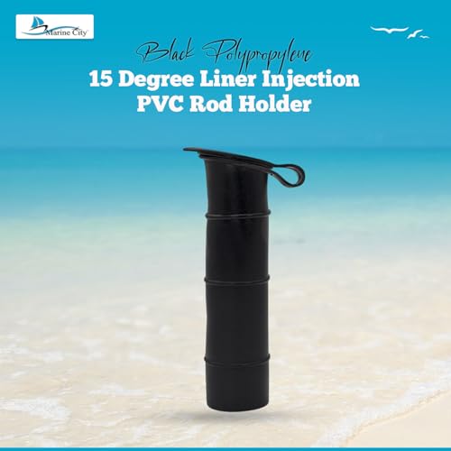 MARINE CITY Black Liner Injection Molded PVC Rod Holder with Cover, Water-Resistant, Durable, Easy to Install, for Yachts, Boats, Kayaks & More