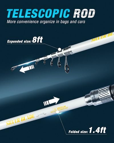 Ghosthorn Fishing Rod and Reel Combo Carbon Fiber Telescopic Fishing Pole Carrier Bag Portable Kit Saltwater Freshwater - size: 2.1m 7ft, style: Rod and Reel Only