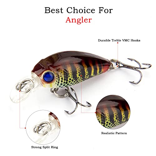 Micro Fishing Lures Crankbaits Baits Lure，Mini Fishing Lure Swimbaits Micro Crank Baits Topwater Lures for Freshwater Saltwater Bluegill Pumpkinseeds Trout Perch with Tackle Boxes - color: M01