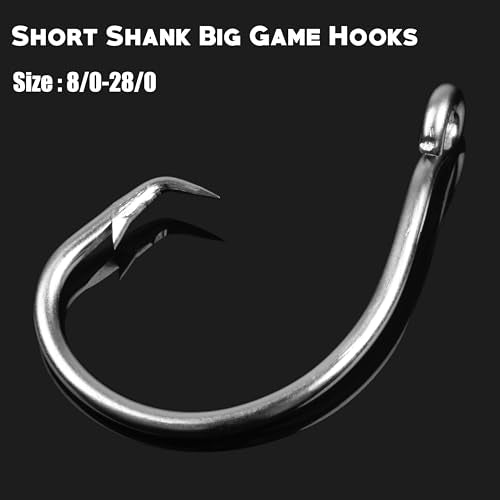 Saltwater Tuna Giant Circle Hooks 8/0-28/0 Stainless Steel Fishing Hooks Big Game Fishing Hooks in-line Circle Hooks for Swordfish Tuna Shark - size: 9/0, 20pack