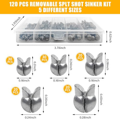 YOTO Removable Split Shot Fishing Weights Sinkers Kit, Reusable Duckbill Open Mouth Lead Sinker, Soft Fishing Sinkers & Weights for Freshwater Bass Trout - color: Sinker