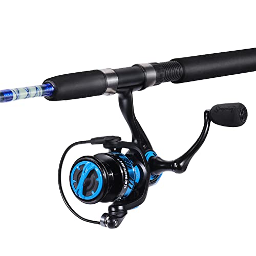 Sougayilang Catfish Fishing Rod and Reel Combo, 2-Piece Spinning Combo, Durable Graphite & Glass Blanks Fishing Pole for Crappie - color: Blue-Fast-MH, size: 5.9ft and 2000 reel