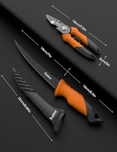 2PC Fishing Tool Kit - 7" Fillet Knife,Fishing Pliers,Multitool Hook Remover Fishing Pliers,Fishing Gear for Saltwater - color: 7"Fillet Knife with Magnetic Protective Sheath+ 7.5"Fishing Pliers