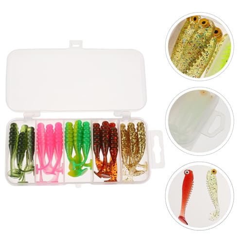 30pcs Soft Plastic Fishing Lures Paddle Tail Simulation Baits Supple Artificial Fish Lures for Freshwater Bass Trout Angling