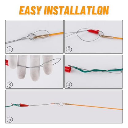 KOOTANS 33FT Fiberglass Running Electrical Wire Cable Glow Rods Wire Pulling Tools Fish Tape Wire Puller Through Wall Cable Snake Fish Rods Kit with Different Attachments - color: 33FT