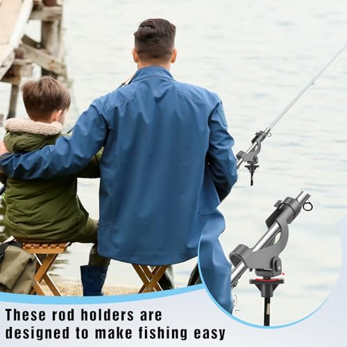 Liliful 4 Pcs Fishing Rod Holder for Boat Adjustable Kayak Swivel Fishing Pole Holders Accessories, Black - style: Fashionable