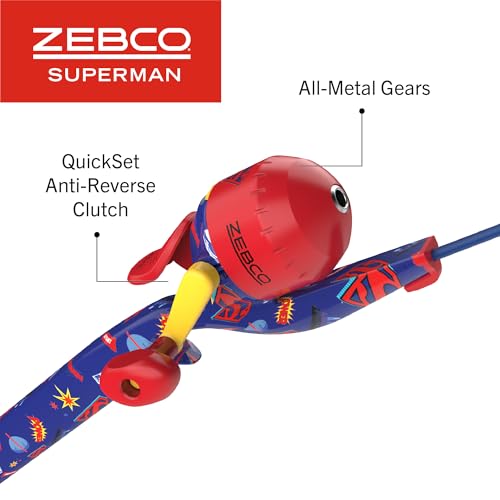 Zebco Youth Floating Spincast Reel and Fishing Rod Combo, Pre-Spooled with 6-Pound Cajun Line - color: Blue/Red/Yellow