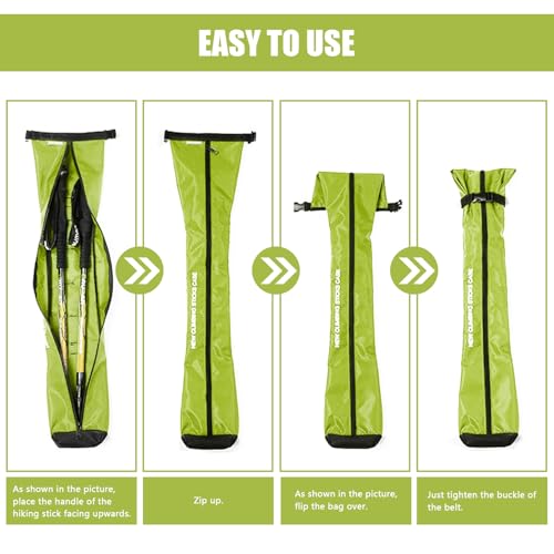 Chris.W Portable Trekking Pole Carrying Bag Storage Bag Pouch with Zipper for Walking Stick Hiking Poles Travel Case - color: Green