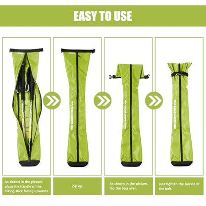 Chris.W Portable Trekking Pole Carrying Bag Storage Bag Pouch with Zipper for Walking Stick Hiking Poles Travel Case - color: Green
