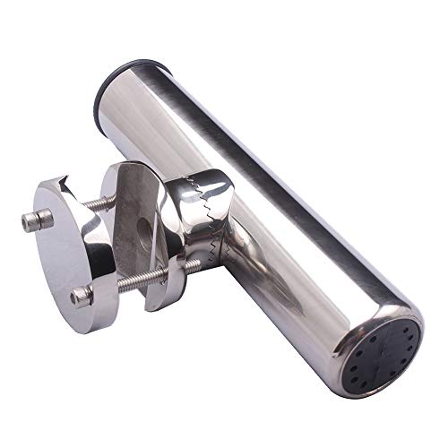 Tournament Style Fishing Rod Holders, Stainless Steel Fishing Rod Holder Clamp-on 1 1/4" to 2" Rails for Boat, Side Mount Rod Holder for Marine Yacht Boat Truck RV