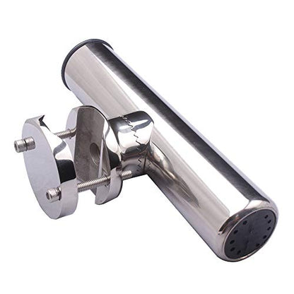 Tournament Style Fishing Rod Holders, Stainless Steel Fishing Rod Holder Clamp-on 1 1/4" to 2" Rails for Boat, Side Mount Rod Holder for Marine Yacht Boat Truck RV