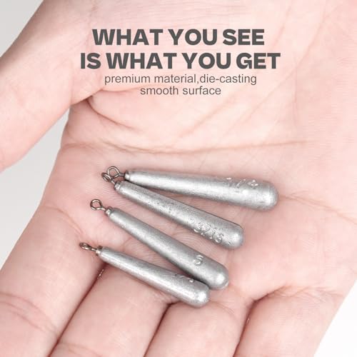 27/30 PCs Free Rig & Drop Shot Weights - Skinny Teardrop Fishing Sinkers (1/8 3/16 1/4 3/8 1/2oz) | Die-Cast Lead-Antimony Alloy | Mixed Kit Available - size: Variety - 27Pack