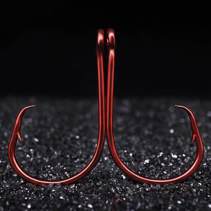 LURELINK-Inline-Circle-Hooks-Saltwater-for-Catfish-Bass-Octopus-Hooks-Fishing-Hook-Freshwater 50 Pack - color: Red, size: 9/0 50-Pack