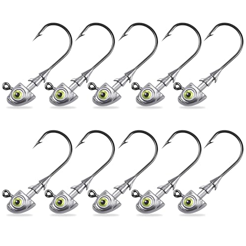 Swimbait Jig Heads Fishing Jigs Swim Bait Jighead with Two Bait Keepers and 3D Eyes 1/8 3/16 1/4 3/8 1/2oz Jigheads Freshwater Saltwater Fishing - size: 1/4oz